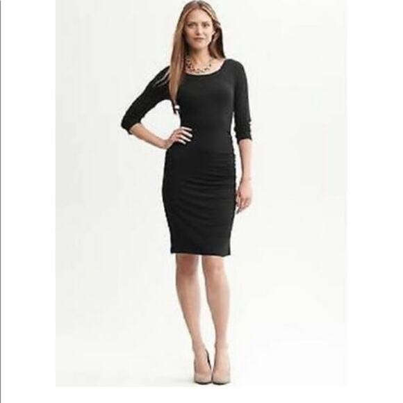 Banana Republic Black Ponte Back Zip Dress Size 4 - Picture 1 of 6